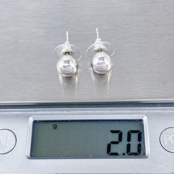 Estate Sterling Silver 925 8mm Ball Stud Earrings - Picture 7 of 7